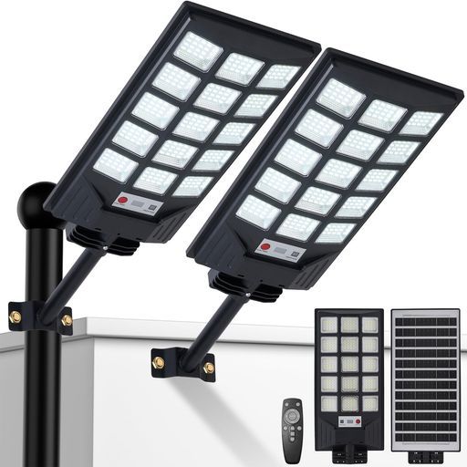 LEDソーラー街灯屋外IP66防水外灯ソーラーライト、8500Kの太陽光発電の外灯、モーションセンサーとリモコン付きのLED夜明けから夜明けまでの防水スポットライト、駐車場や道などに適した…