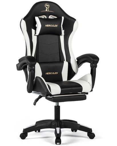 HERCULESゲーミングチェアオットマン付きフルリクライニングハイバックゲームチェア調節可能ランバーサポートpcチェア疲れない人間工学オフィスデスクパソコン椅子PVCレザーレーシング…