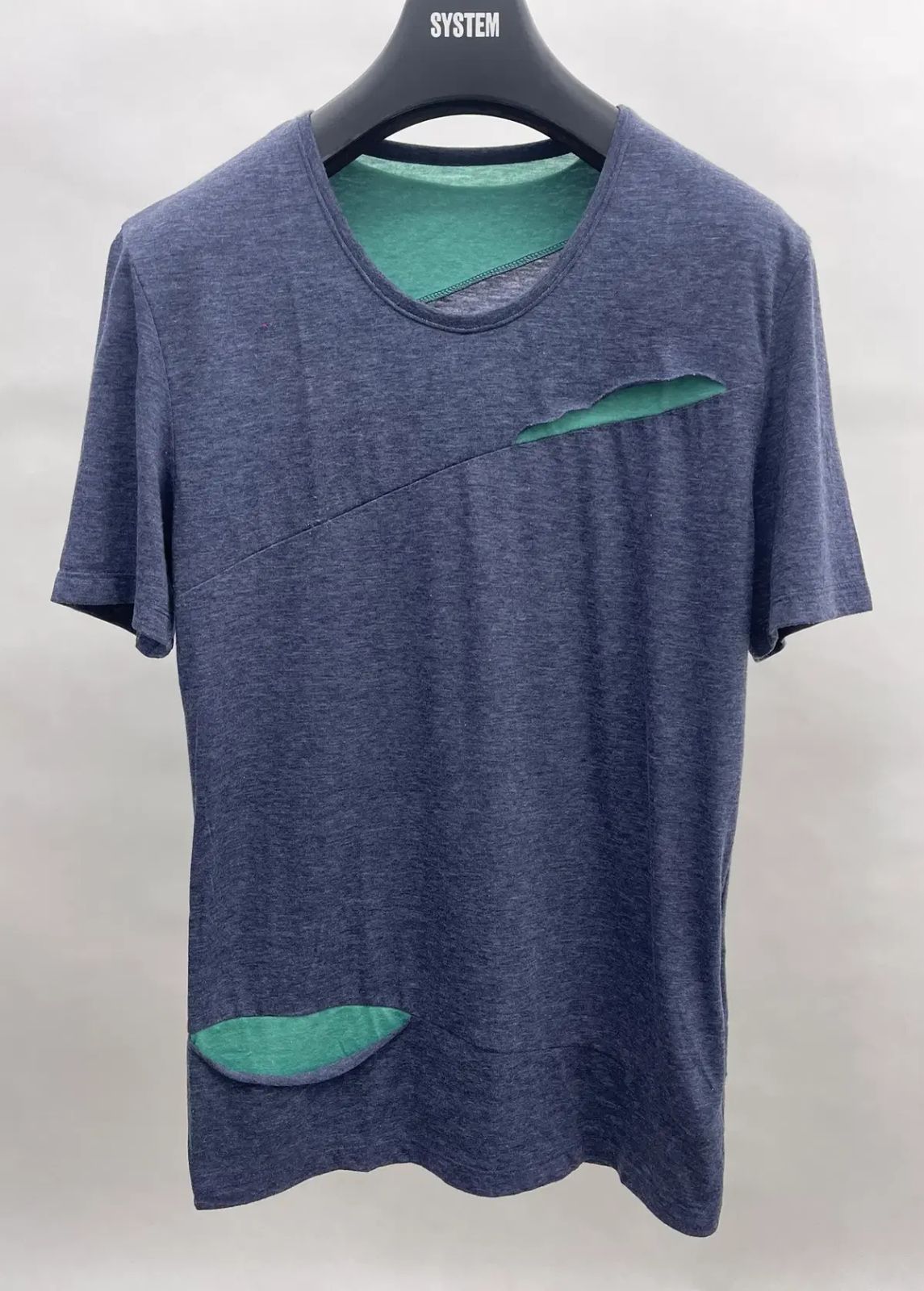 SYSTEM homme ダメージフリンジ加工 半袖Tシャツ