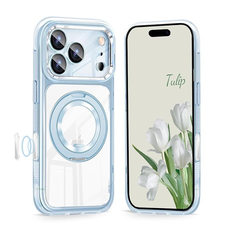 【新品】 DAMESINE iPhone 17Pro用ケース クリアブルー MagSafe対応 回転リングスタンドマグネット搭載 薄い軽量 エアバック内蔵耐衝撃 黄変防止 着脱可能カメラカバーキラキラ カメラコントロールボタン付き 可愛いあいふおん17プロ 0 4,851円
