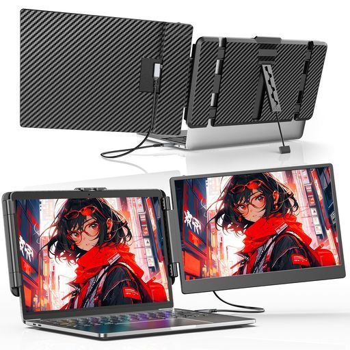 AlichomeS1デュアルモニター14インチFHD1080PIPSポータブルモニター非光沢ノートパソコンディスプレイ拡張、簡単に接続デュアルディスプレイに適用ノートパソコン13-17インチUSB-C/HDMIポート付…