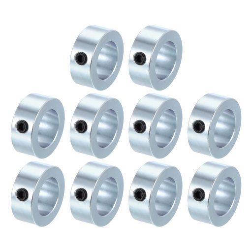 PATIKILボア1”シャフトカラー1-9/16”外径5/8”厚さ10個パックカーボンスチール亜鉛メッキランディングギアストッパーホイールカラーM8セットスクリュー付き工作機械産業用シルバー