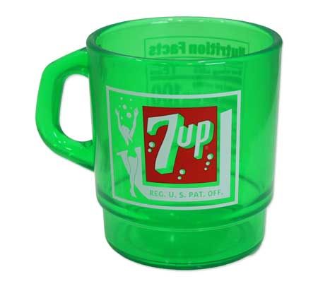 7 Up Mug Plastic Cup Cup Stylish American Cute Vintage Retro Outdoor Camping American Sundries Stacking Mug 7UP CLEAR-GREEN
