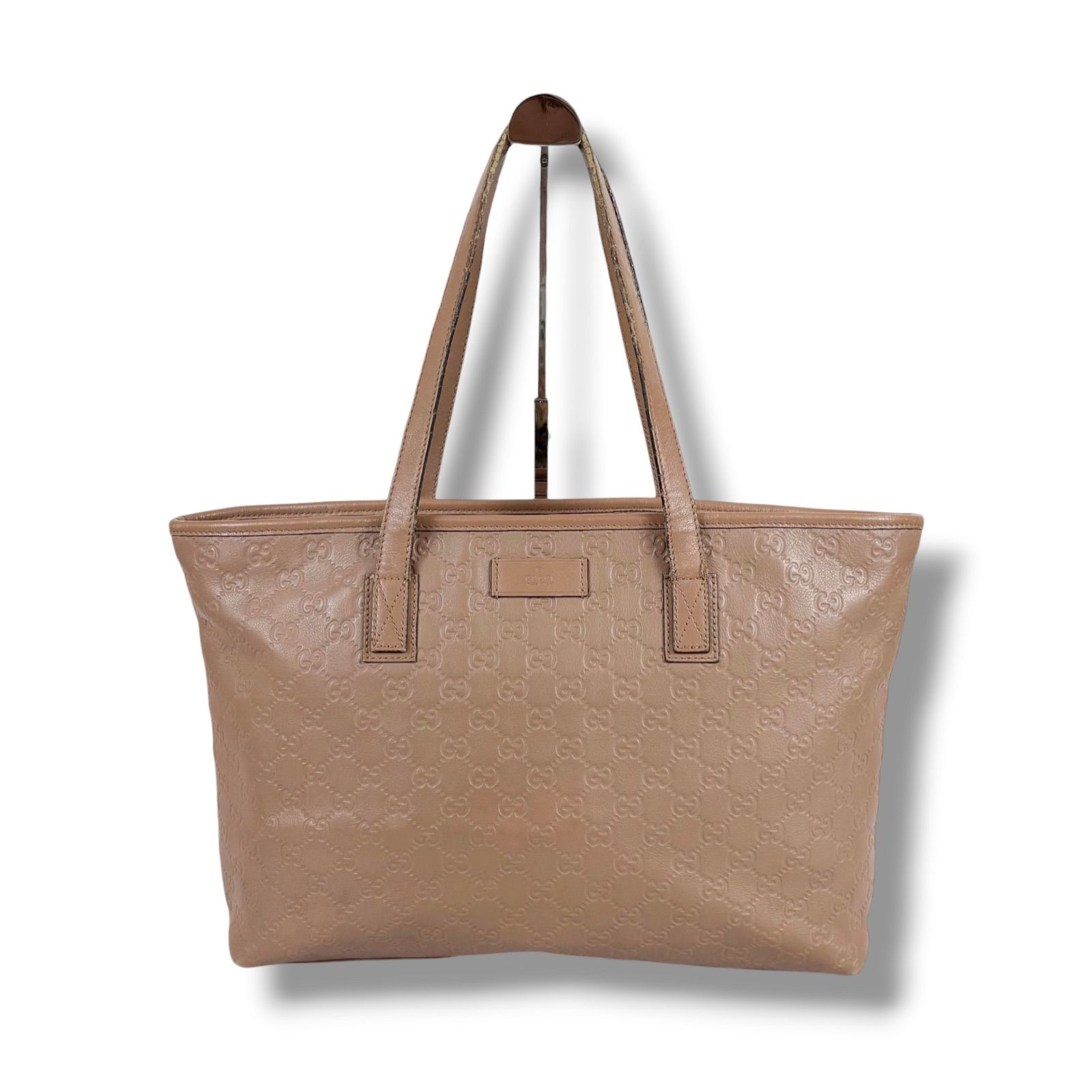 グッチ　GUCCI グッチシマレザー　トートバッグ　肩掛け　セミショルダーバッグ　ピンク　ベージュ　21137