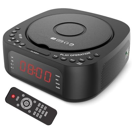 GOWENICCDプレーヤー目覚まし時計、BluetoothCDMP3プレーヤーFMラジオスピーカー、ベッドルームの調整可能な輝度ディスプレイ、デュアルアラーム機能はカスタマイズ可能なサウンドをサポー…