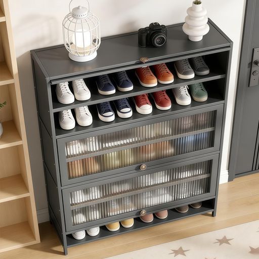 TUIYIDUOシューズラック下駄箱竹製シューズキャビネット7段大容量80*32*106.3cmシューズボックス扉付き長虹アクリル素材靴棚靴収納靴入れコンパクト省スペース廊下玄関収納防塵防臭通気