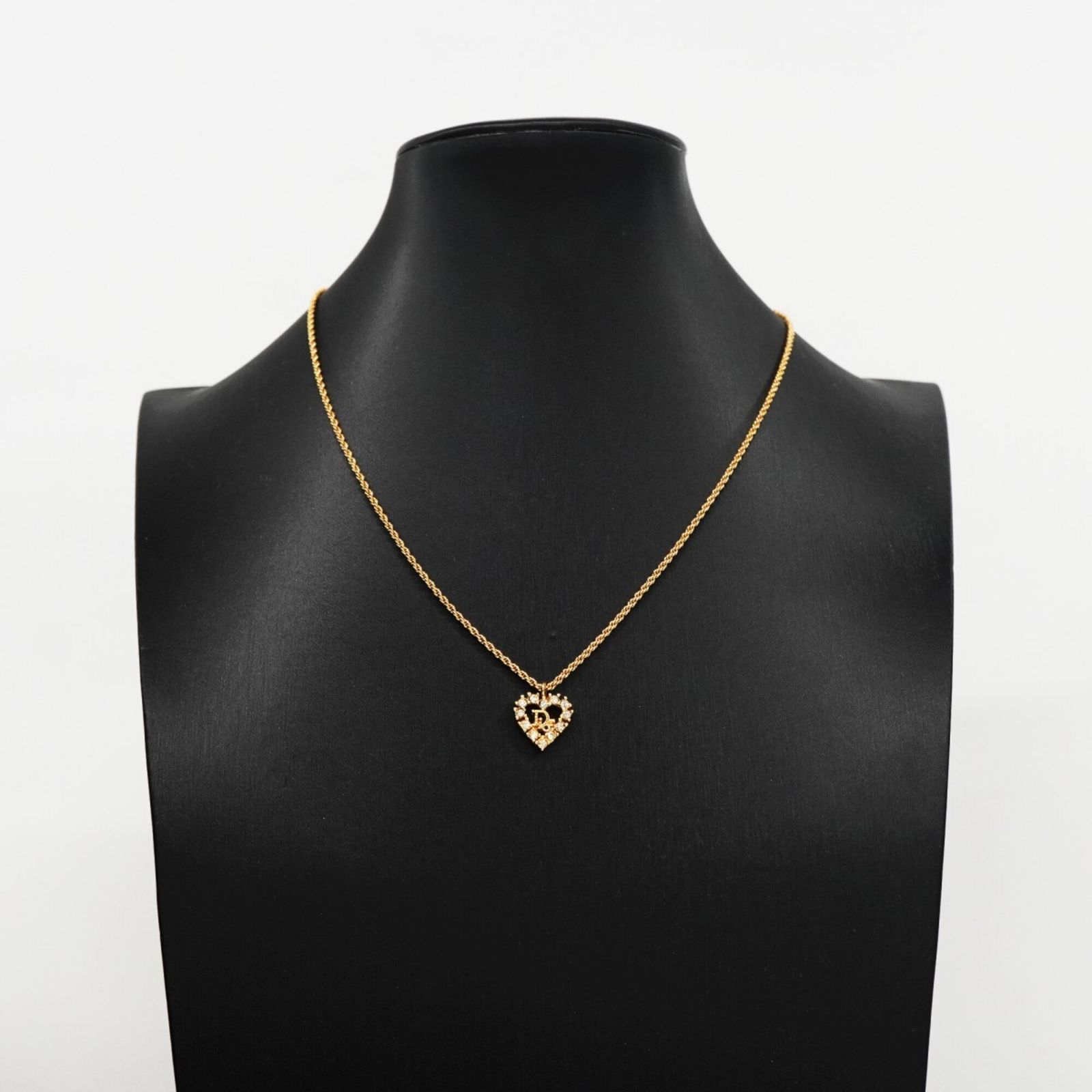 ネックレス Christian Dior ネックレス ハート ロゴ ストーン ゴールド