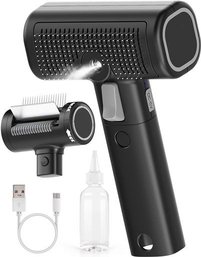 WOWOOFPET5-in-1猫スチームブラシ&グロメットレーキ、長髪または短髪の屋内猫用の猫の櫛、脱毛と絡み解きのための犬の毛スプリッツコーム、犬子猫ウサギマッサージ用ペットブラシ