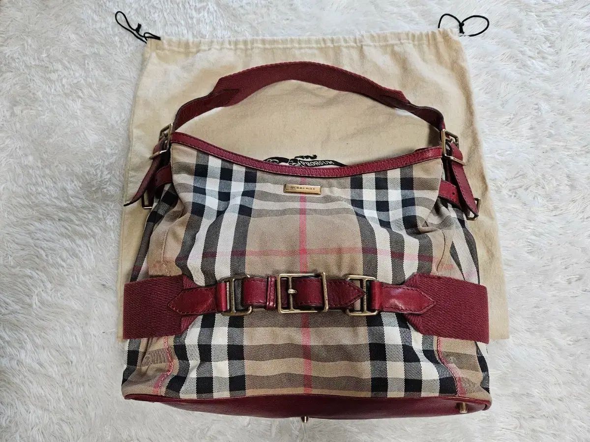 正規品 BURBERRY チェック HOBO BAG レッド ブラウン ショルダーバッグ