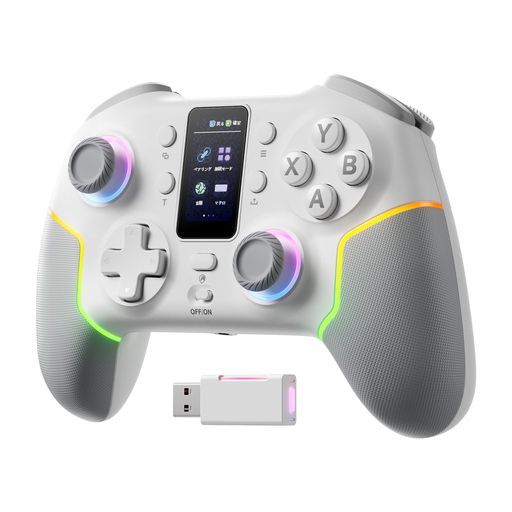 ECHTPowerPCコントローラー多機能LCDディスプレイ付きSwitch2コントローラー無線/有線接続2.4Gレシバー付きイヤホンジャックホールスティック&トリガー背面ボタン1000HzポーリングレートTURBO連射