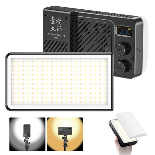 UlanziP40Bi40WLEDビデオライト撮影ライト小型超高輝度バイカラー2700K-6500K明るさ調整PD急速充電5000mAhバッテリー内蔵Type-CCRI96+14000Lux@0.3m1/4インチネジ穴