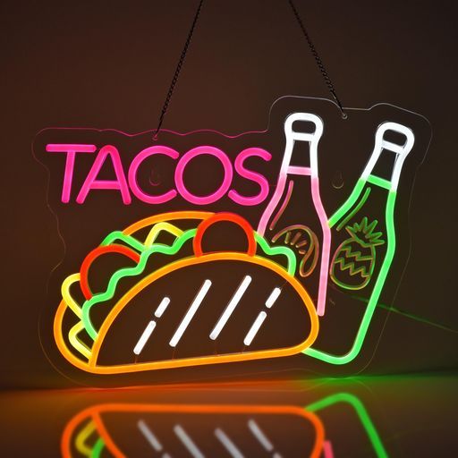 CNBEYOUNGTACOSネオンサイン店舗用LEDNEONSIGN店インテリア飾り壁掛けledネオン管商店用標識サインタコスネオンライト雰囲気溢れ照明看板メキシコ料理カフェ居酒屋ダイニングバー屋台など向…
