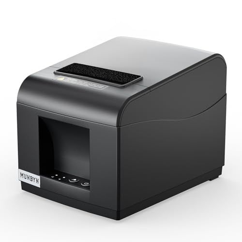 MUNBYN レシートプリンター 感熱式 80mm幅 ESC/POS エプソン指令対応 USB/LAN接続 高速印刷230mm/s 居酒屋/駐車場/ガソリンスタンド/本屋/喫茶店適用 インボイス制度対応 国内発送