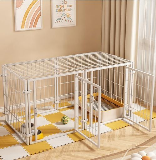 ペットフェンス中型犬小型犬用折りたたみ可能ドア付き70x80x140cmホワイト金属製6パネル連結可能室内外兼用組立簡単犬ゲージドッグサークル