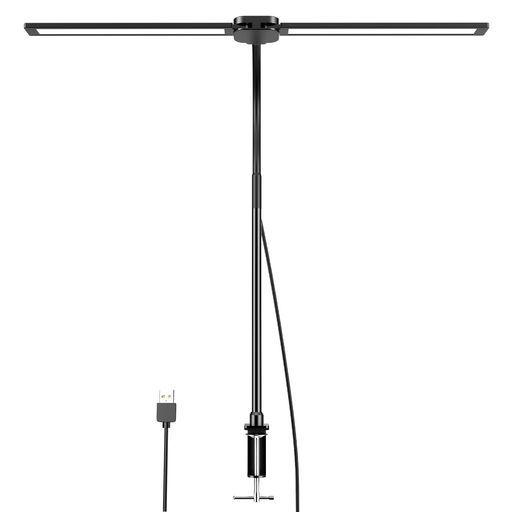 RakuminyouデスクライトLEDダブルヘッド電気スタンドクランプ式13W高輝度ダブル光源5色温度・3段階調光360°回転可能テーブルタッチセンサー式で触れるだけの簡単操作ledスタンド机用子供仕…