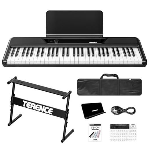 TERENCE電子ピアノ61鍵盤キーボードピアノ2つの5Wステレオスピーカータッチレスポンス鍵盤子供/初心者向けピアノ練習ポータブルMIDI対応128音色メトロノーム/録音/プログラム機能キーボー…