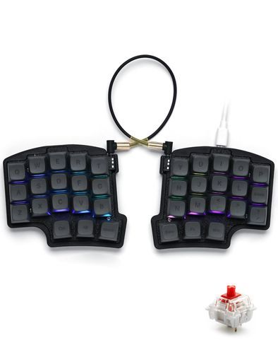 YIVU分离式キーボードメカカカル不稳定40%3x5キー配列PBT制キーキャップエルゴノミクsuQMK/Vialpuroguramingu可能ホットスワップ対応RGBLED搭载rinia轴プure润滑済