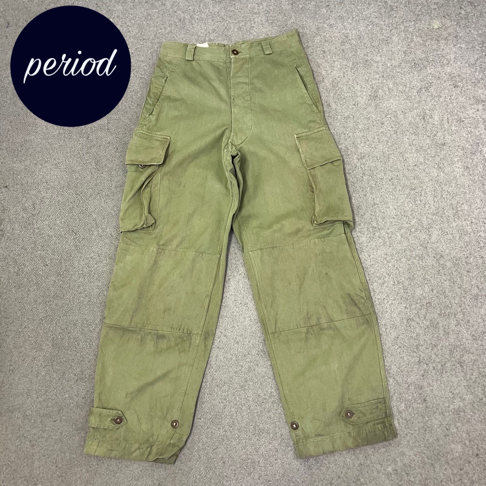 P3348 60s フランス軍　M47 ヘリンボーンツイル　カーゴパンツ　後期型 26,265円
