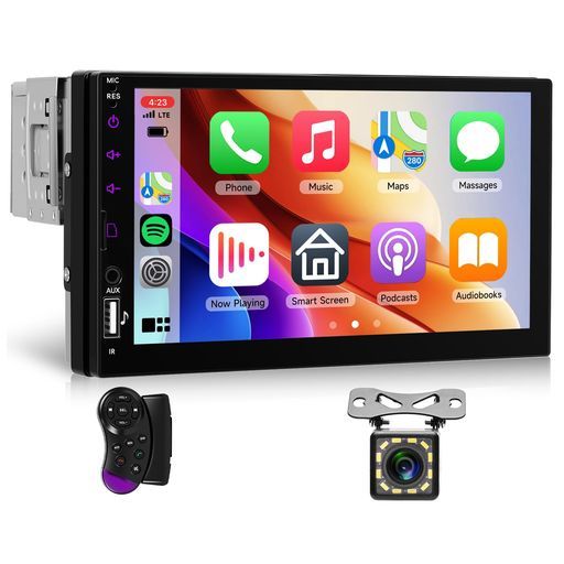 Hodozzy1DINカーオーディオワイヤレスCarPlay/AndroidAutoWireless対応7インチLCDタッチスクリーンシングルDINBluetoothカーラジオ1DINミラーリンクFM
