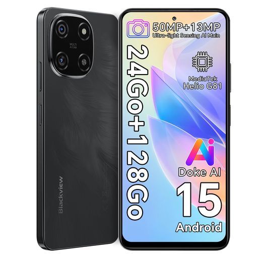 BlackviewColor6SIMフリースマートフォン日本語版24GB+256GB(2TB拡張可能)、90Hz6.67インチHD+大画面スマホ本体、DokeAI搭載(ChatGPT)、5000万画素、5000mAhバッテリー