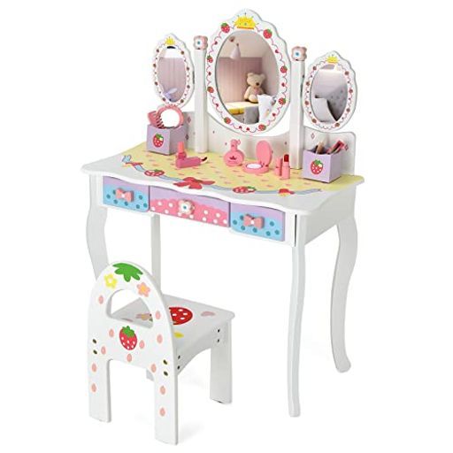 子供ドレッサープリンセス女の子キッズ小さい化粧台ままごとドレッサーメイクおもちゃ姫系ごっこ遊びクリスマス誕生日プレゼントホワイト