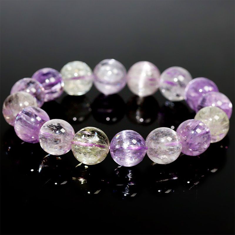 〔K2212-1〕【トップクオリティ】 約13mm キャッツアイクンツァイト スポジュメン Kunzite ブレスレット【至高の輝き】
