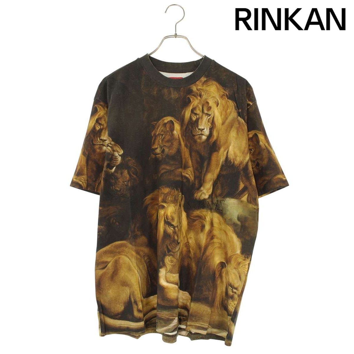 シュプリーム 22AW Lions Den S/S Top 総柄プリントTシャツ メンズ M