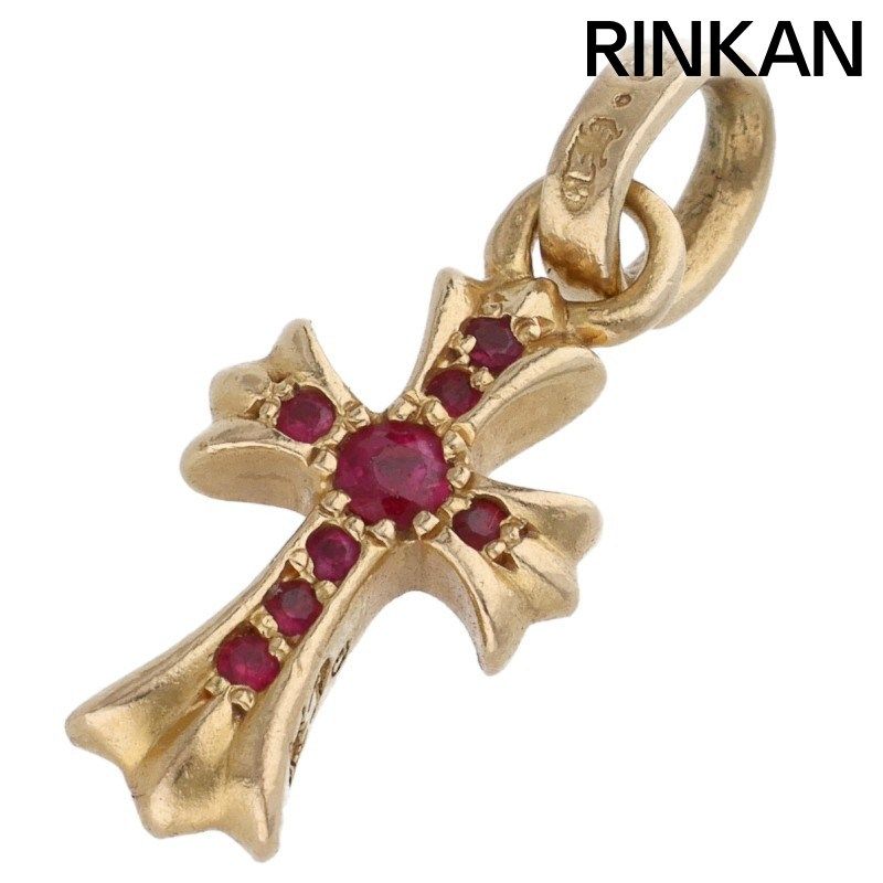 クロムハーツ 22K CRS BBYFAT P/RUBY/ベイビーファット PAVEルビー/ゴールドネックレストップ メンズ