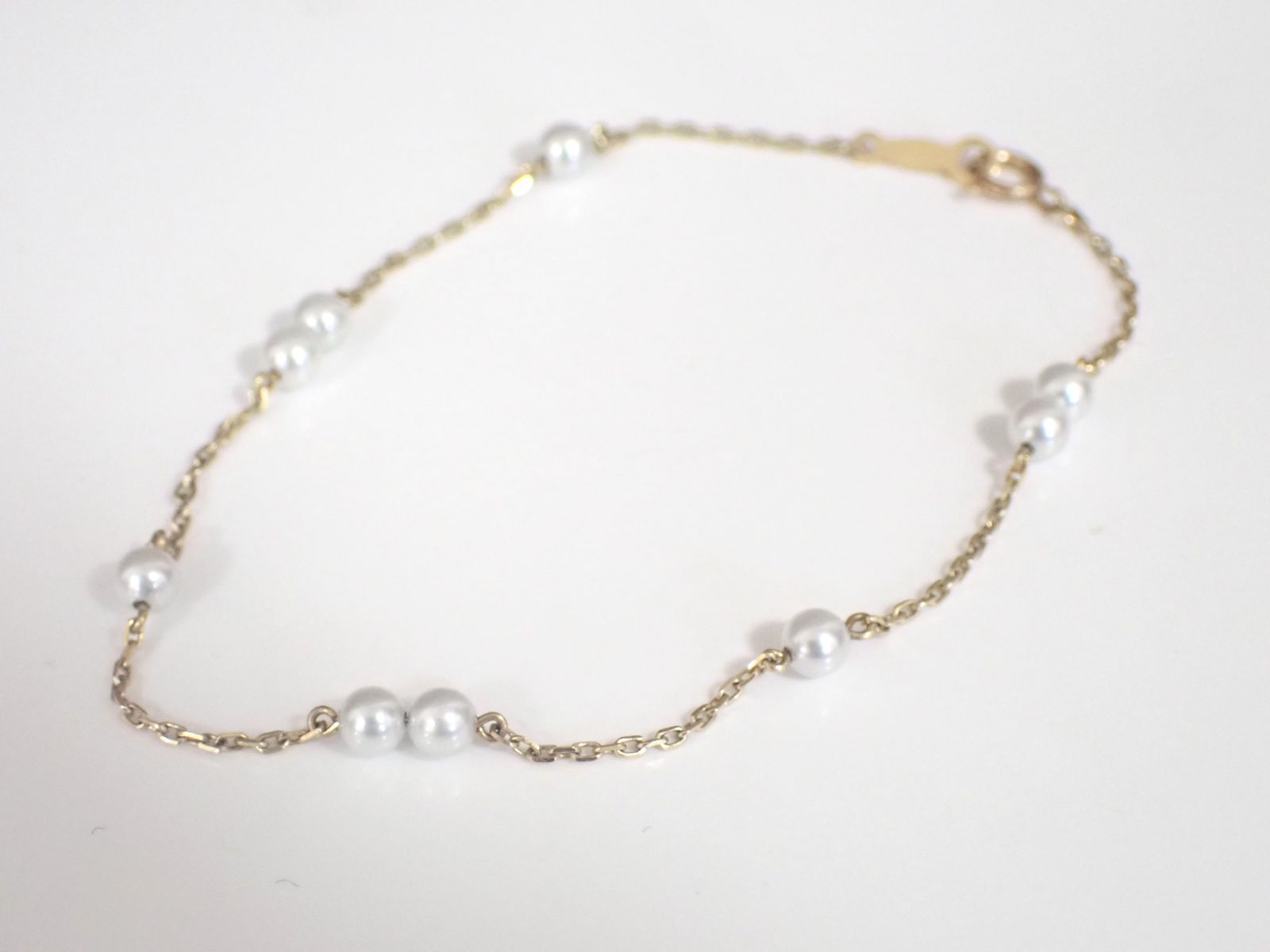 MIKIMOTO ミキモト ステーション パール ブレスレット K18YG 3.6mm 1.6g