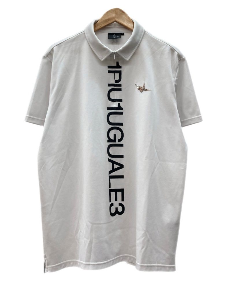 ウノピゥウノウグァーレトレ 1PIU1UGUALE3 GOLF SS POLO BACK LOGO ポロ バック ロゴ ハーフジップ ポロシャツ プリント 半袖 白 POE368 半袖ポロシャツ ロゴ ホワイト XLサイズ 104MT-3110