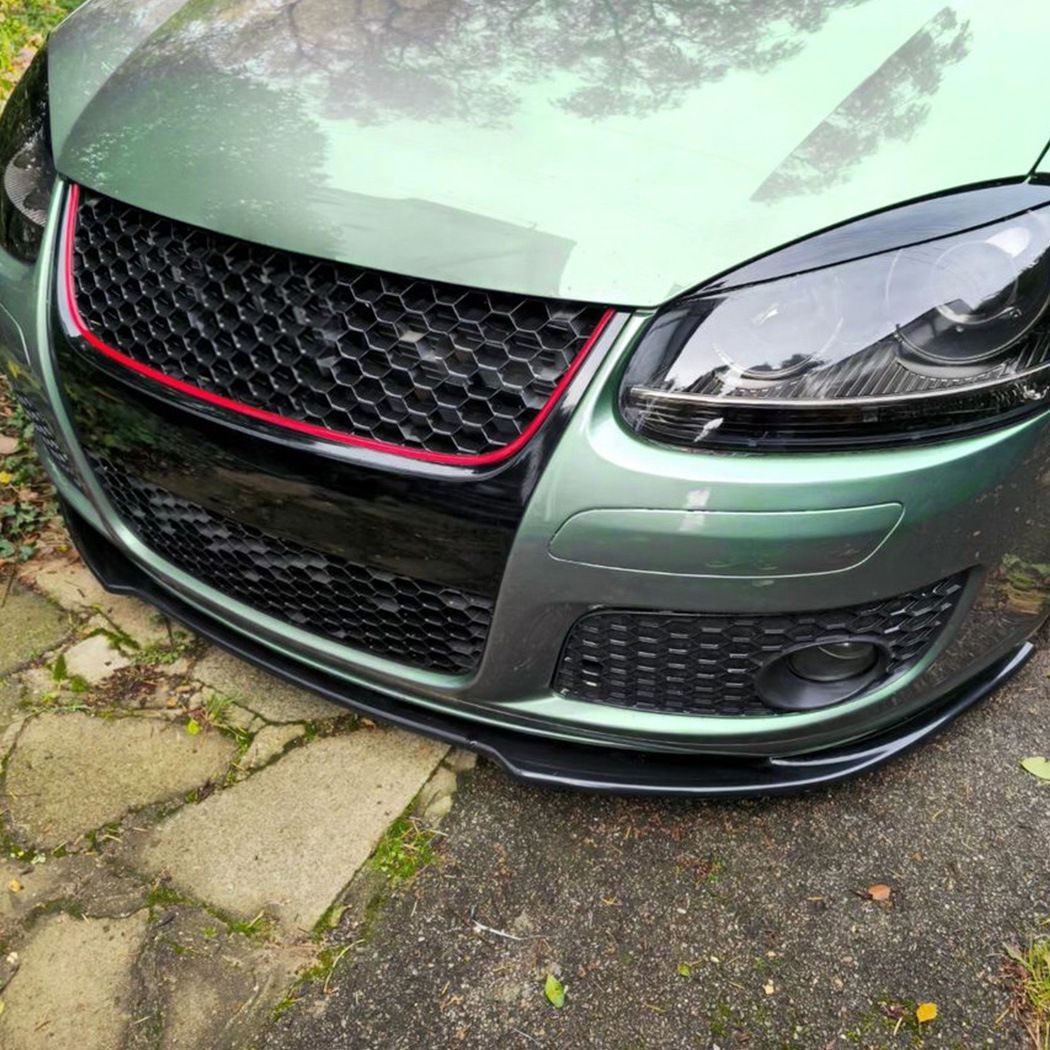 フォルクスワーゲン ゴルフ5 Golf 5 MK5 GTI ジェッタ Jetta MK5 GLI フロントバンパー用フロントリップ ABS製 前唇スポイラー ピアノブラック カーボン調 外装アクセサリー ドレスアップ 立体感アップ 傷防止 フロント印象チェンジ｜詳細画像