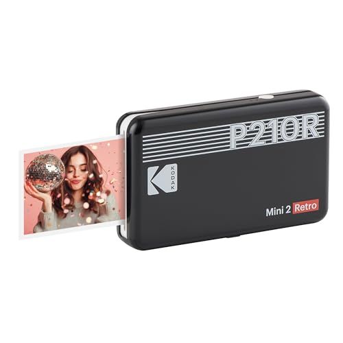 コダックKodak Mini 2 レトロ 4PASS スマホプリンター／インスタントプリンター／チェキプリンター(5.3ｘ8.6cm)+プリンター本体8枚入り、ブラック 国内発送