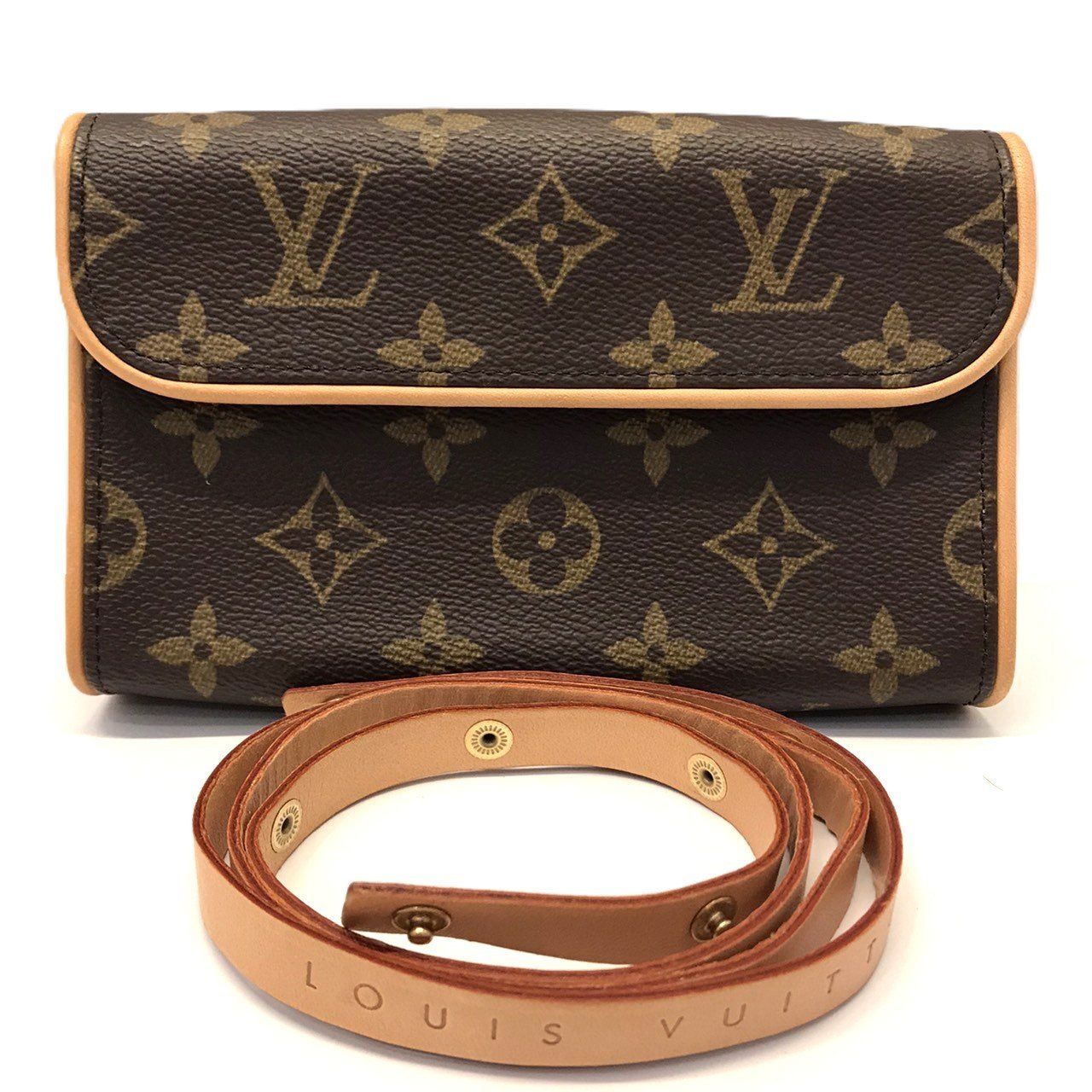 ルイヴィトン ポシェット・フロランティーヌ XS モノグラム ミニポーチ レザー ブラウン M51855 LOUIS VUITTON Aランク 美品 中古