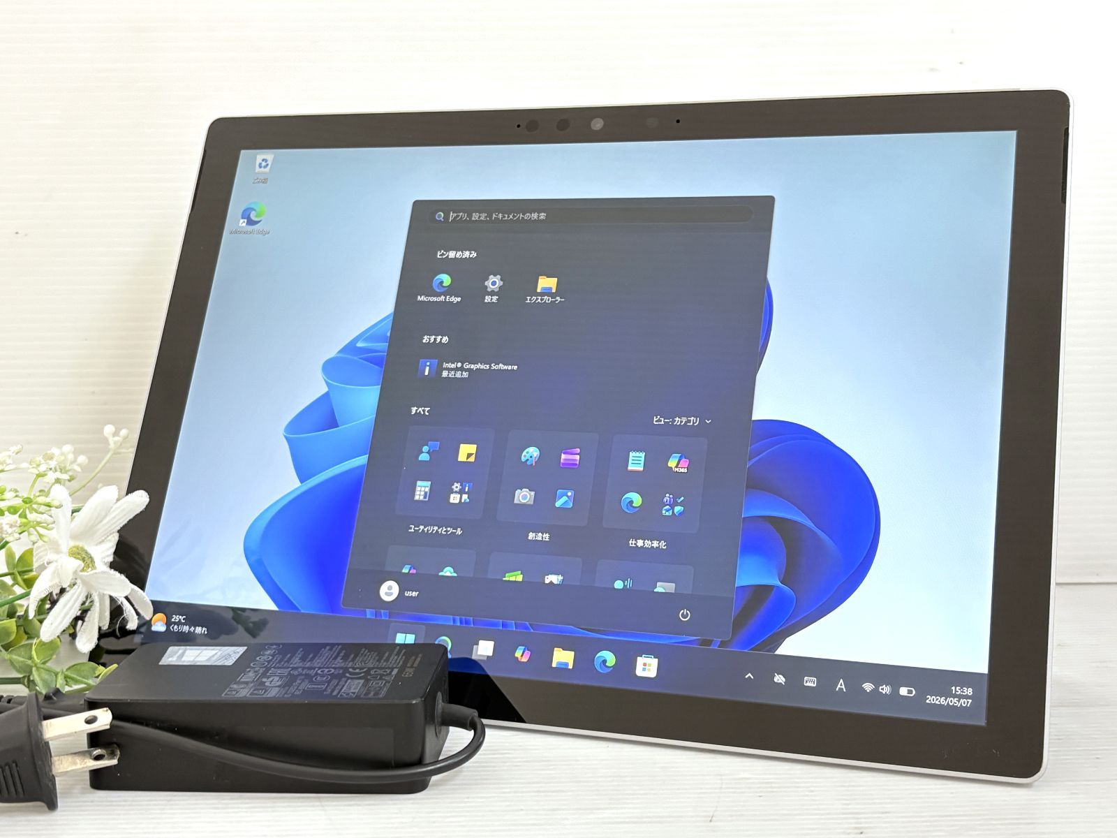 【良品 バッテリー良好】Microsoft Surface Pro 7+ model:1960『Core i5(1135G7) 2.4Ghz/RAM:16GB/SSD:256GB』12.3インチ Wi-Fi Win11 動作品