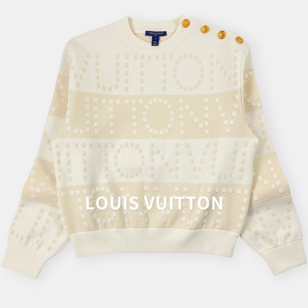 美品 LOUIS VUITTON ルイ・ヴィトン 23SS チャンキーストライプ ウール セーター RW231W U39 アイボリー S / J&NREUSE レディース トップス