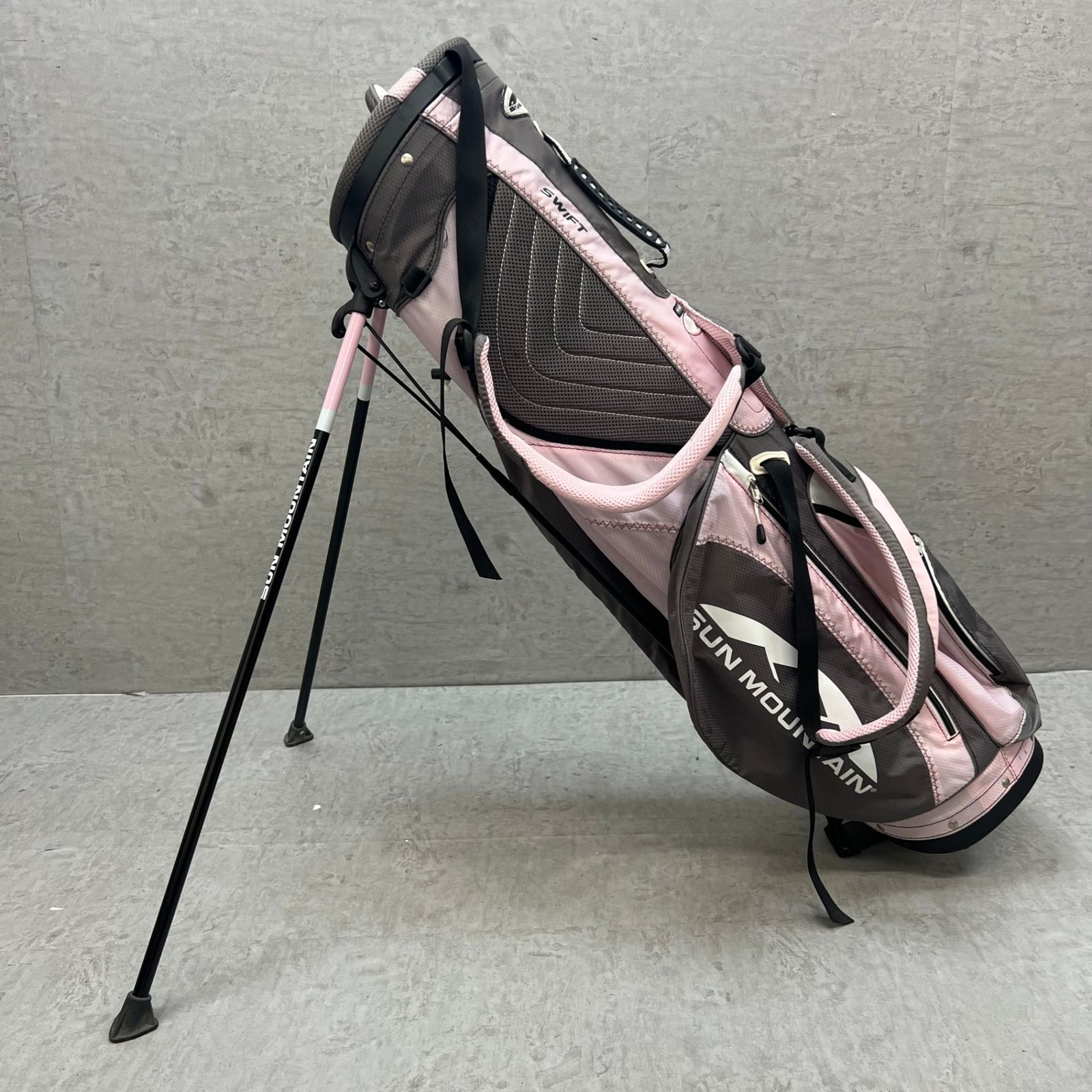 SUN MOUNTAIN サンマウンテン ゴルフ スリム キャディバッグ スタンド式 約8型 2分割 ピンク グレー ナイロン SUN MOUNTAIN サンマウンテン ゴルフ スリム キャディバッグ スタンド