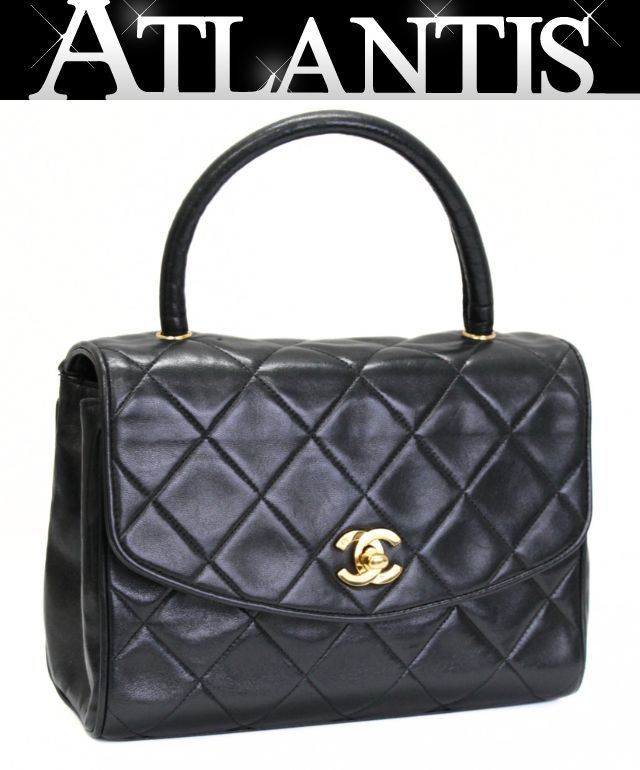 シャネル CHANEL マトラッセ トップハンドル ハンドバッグ スモール ラムスキン 黒 G金具 【74620】
