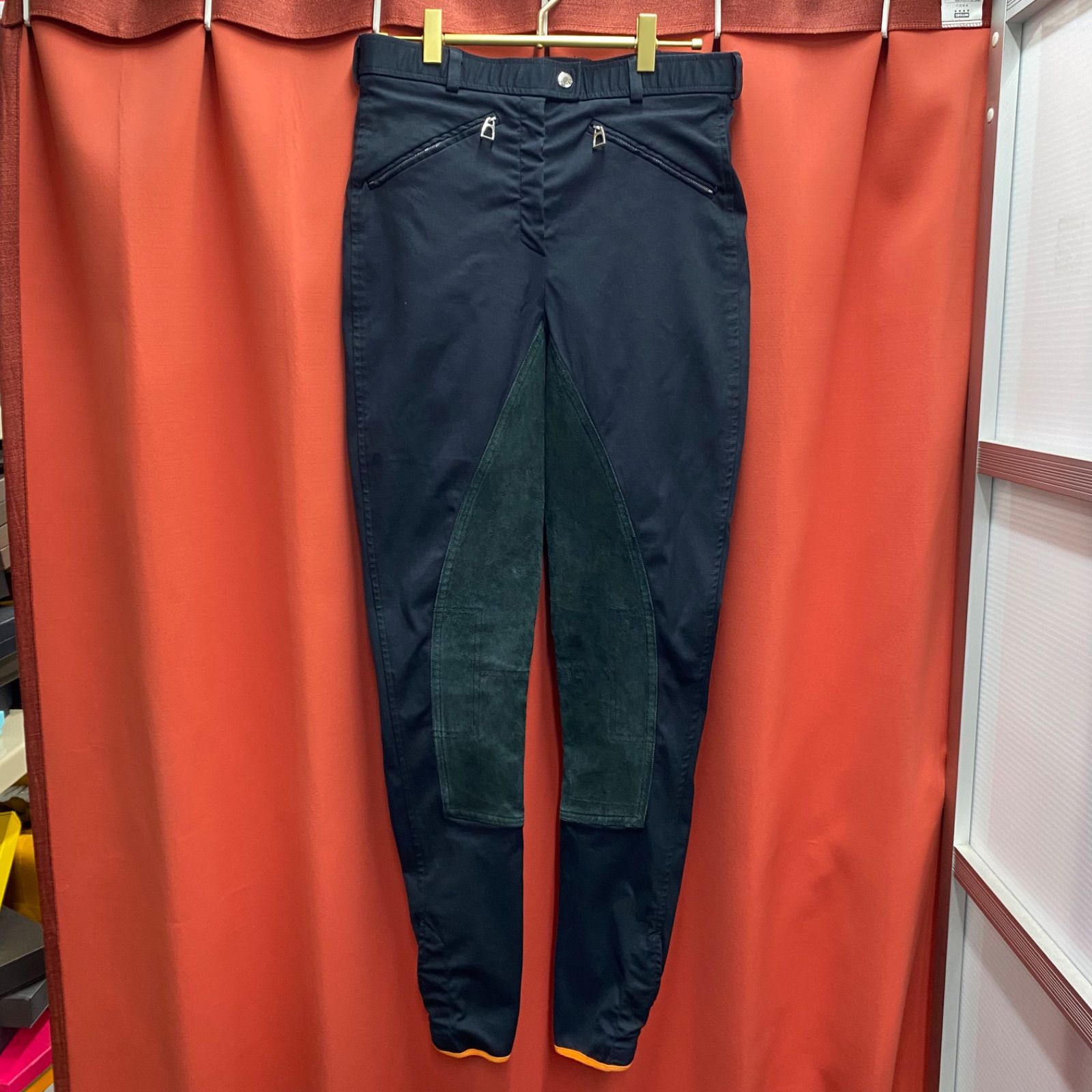 HERMES エルメス　ジョッパーズパンツ　スウェードパッチ　ブラック　Sサイズ