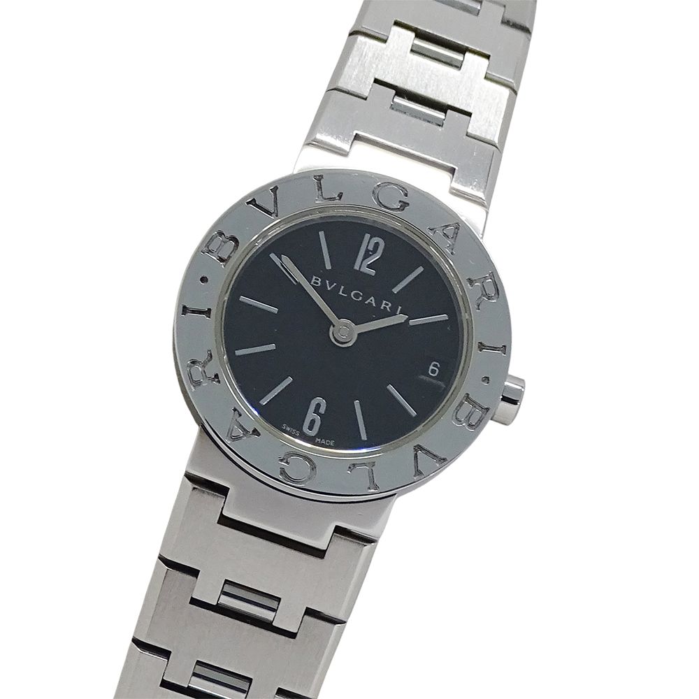 ブルガリ BVLGARI 時計 レディース ブランド ブルガリブルガリ デイト クオーツ QZ ステンレス SS BB23SS シルバー ブラック ラウンド 磨き済み 【中古】