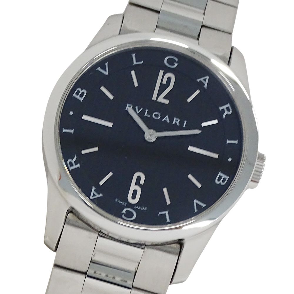 ブルガリ BVLGARI 時計 メンズ ブランド ソロテンポ クオーツ QZ ステンレス SS ST37S シルバー ブラック 磨き済み 【中古】