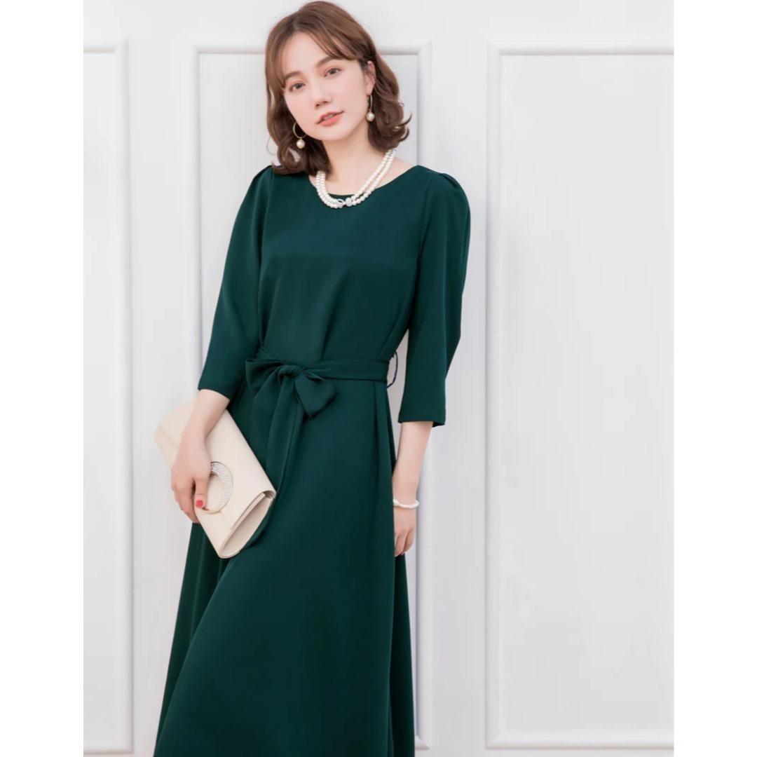 DRESS PLUS フレアロング丈 結婚式 ワンピース ダークグリーン DRESS PLUS フレアロング丈 結婚式 ワンピース ダークグリーン