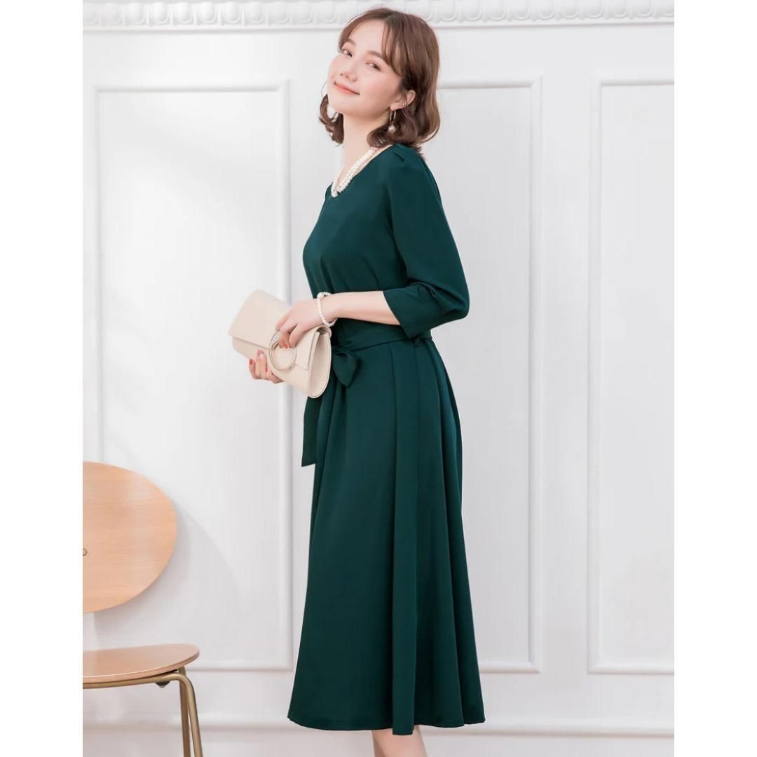 DRESS PLUS フレアロング丈 結婚式 ワンピース ダークグリーン DRESS PLUS フレアロング丈 結婚式 ワンピース ダークグリーン