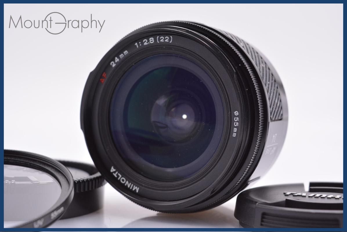 【動作保証】 ミノルタ MINOLTA AF 24mm F2.8 前後キャップ&レンズフィルター付 同梱無料 #yk7863
