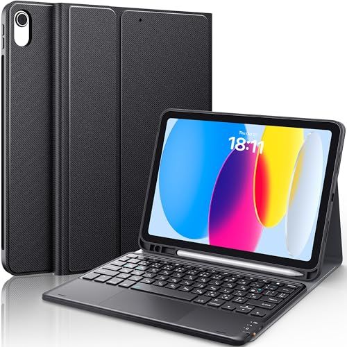 Earto for iPad A16 キーボード 11世代 2025 10世代 キーボード 10.9 タッチパッド付き JIS基準日本語配列 2台デバイスマルチペアリング ipad 11世代 ケース 脱着式 多角度調整 ペンシルホルダー付き d3995883