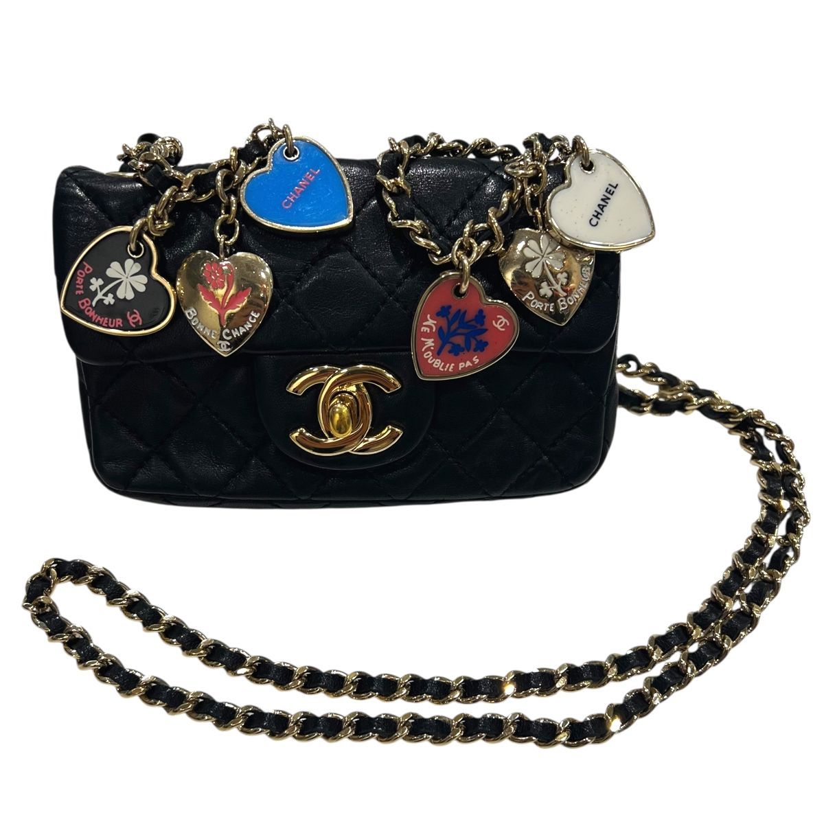 【中古】 CHANEL シャネル  ショルダーバッグ ミニマトラッセ チェーンショルダー バッグ バレンタインシリーズ レディース ラムスキン ブラック ゴールド金具25027235 SA 中古】 CHANEL シャネル ショルダーバッグ ミニマトラッセ チェーン