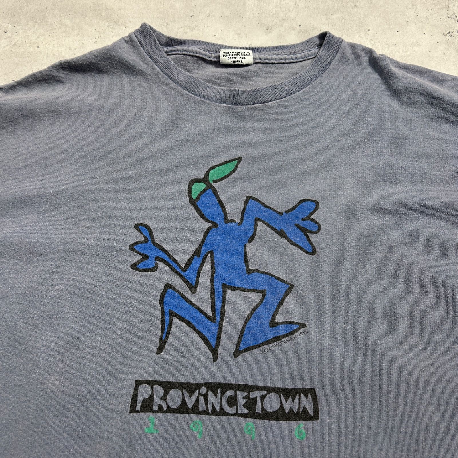 90s LYON DESIGN スーベニア グラフィック ヴィンテージTシャツ '96コピーライト 袖裾シングルステッチ L