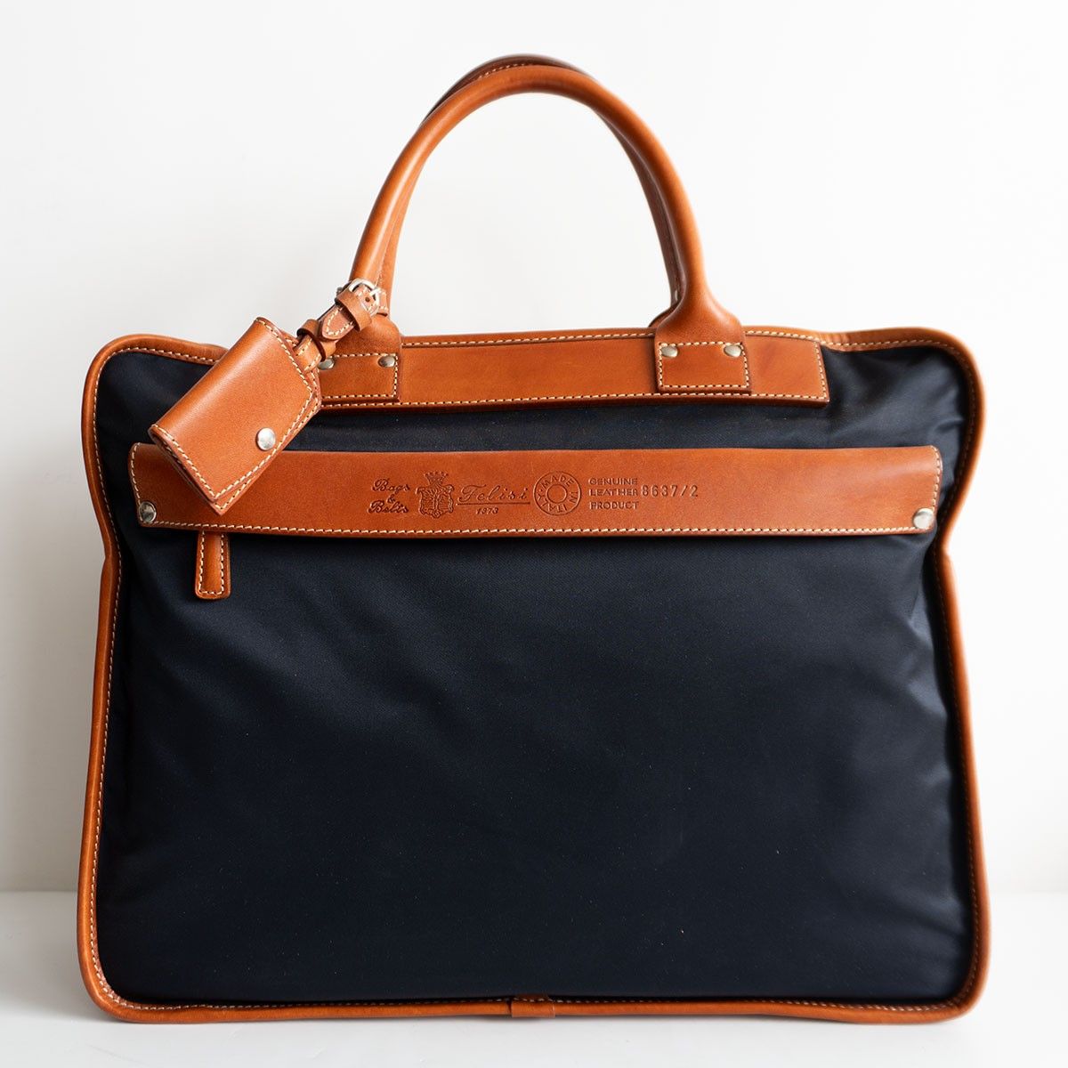【美品】Felisi フェリージ8637/2 バッグ　ネイビー&ライトブラウン 美品】FELISI 【8637/2 DS ブリーフケース】 ネイビー×ブラウン