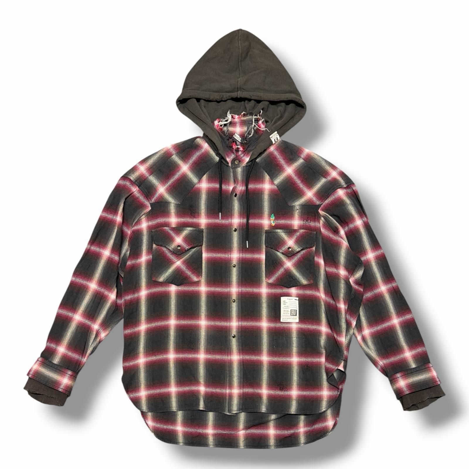 Maison MIHARA YASUHIRO フード付き チェックシャツ フーディー 
