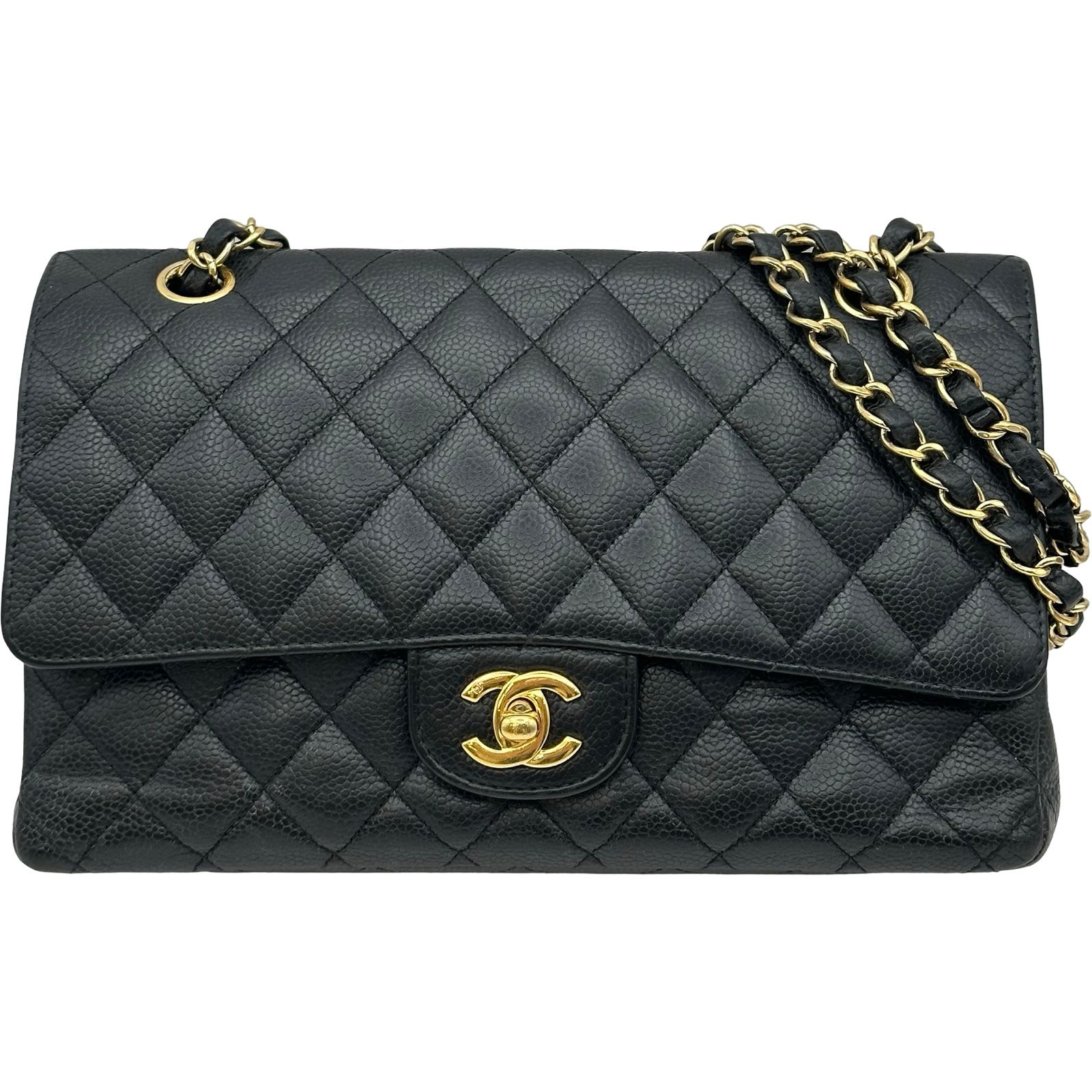 シャネル CHANEL マトラッセ25 A01112 12番台 ブラック ゴールド金具 キャビア レディース ショルダーバッグ