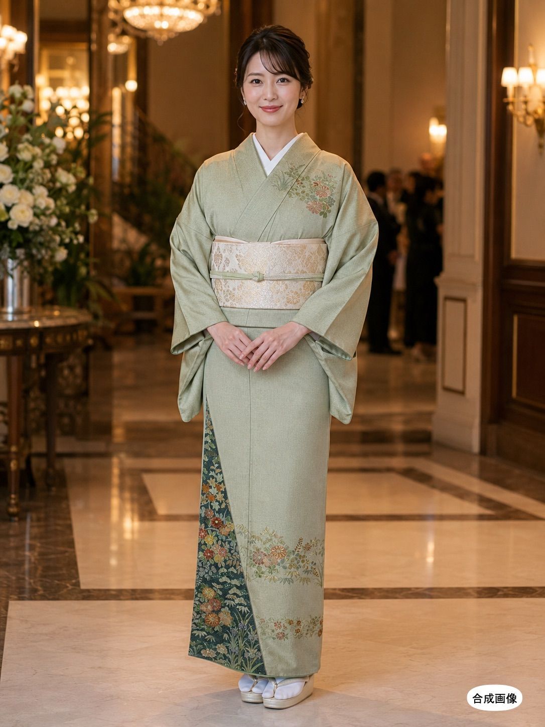 D927 訪問着 総刺繍 汕頭・蘇州刺繍 正絹 着物 袷 極美品 汕頭（スワトウ）
